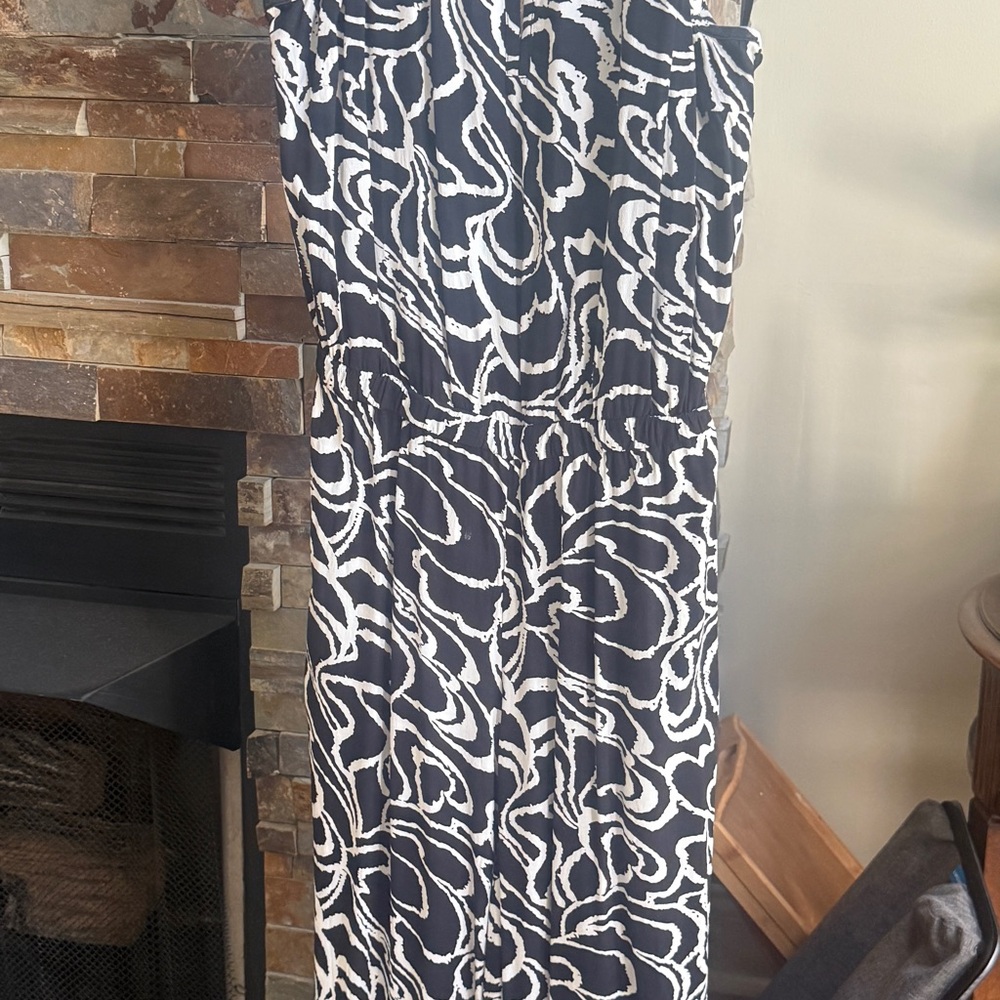 LOFT  Black and White Printed Jumpsuit